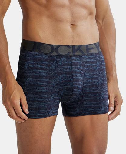 Tactel Microfiber Elastane Stretch Printed Trunk with Moisture Move Properties - True Navy Printed