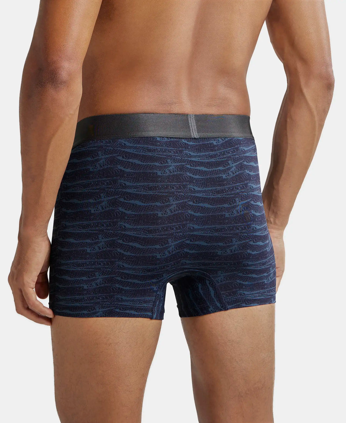Tactel Microfiber Elastane Stretch Printed Trunk with Moisture Move Properties - True Navy Printed