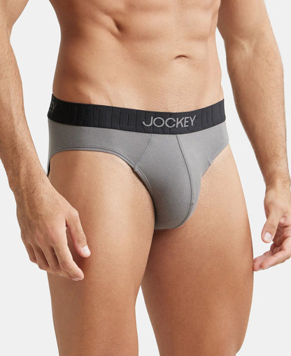 Supima Cotton Elastane Stretch Solid Brief with Ultrasoft Waistband - Gunmetal