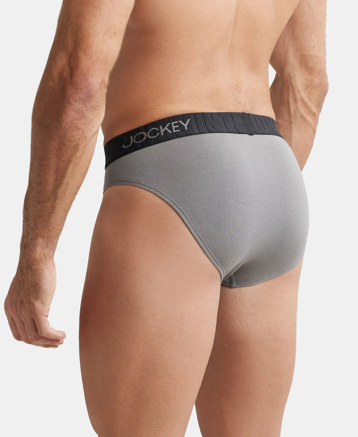 Supima Cotton Elastane Stretch Solid Brief with Ultrasoft Waistband - Gunmetal