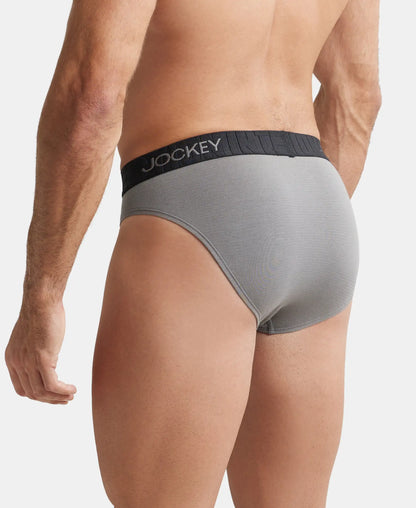 Supima Cotton Elastane Stretch Solid Brief with Ultrasoft Waistband - Gunmetal