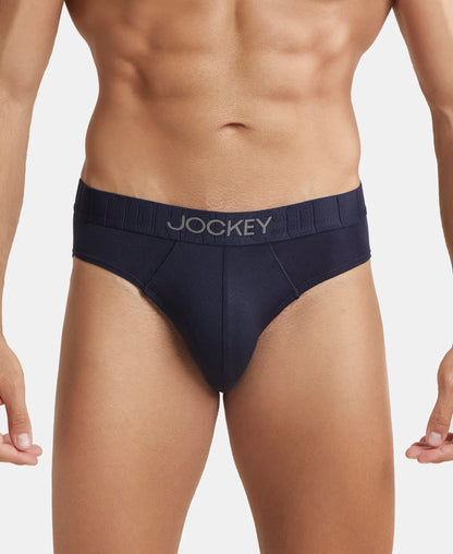 Supima Cotton Elastane Stretch Solid Brief with Ultrasoft Waistband - True Navy