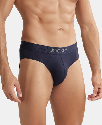 Supima Cotton Elastane Stretch Solid Brief with Ultrasoft Waistband - True Navy