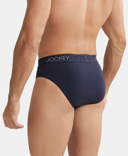 Supima Cotton Elastane Stretch Solid Brief with Ultrasoft Waistband - True Navy