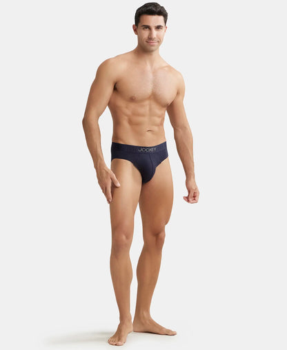 Supima Cotton Elastane Stretch Solid Brief with Ultrasoft Waistband - True Navy