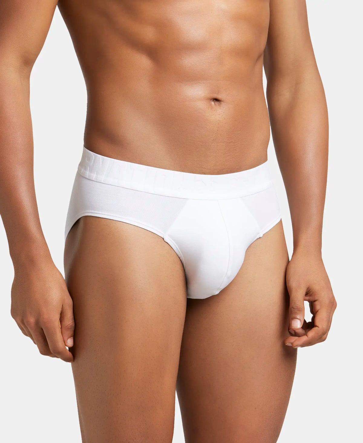Supima Cotton Elastane Stretch Solid Brief with Ultrasoft Waistband - White