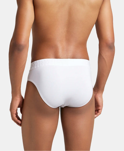 Supima Cotton Elastane Stretch Solid Brief with Ultrasoft Waistband - White