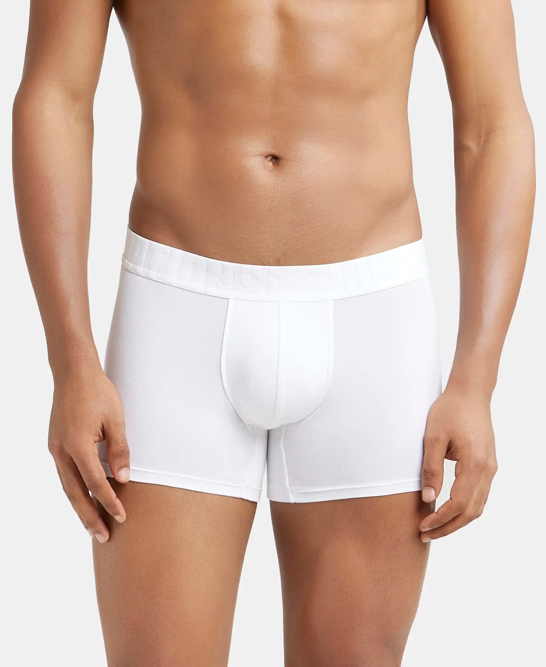 Supima Cotton Elastane Stretch Solid Trunk with Ultrasoft Waistband - White