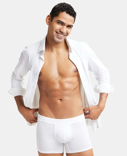 Supima Cotton Elastane Stretch Solid Trunk with Ultrasoft Waistband - White