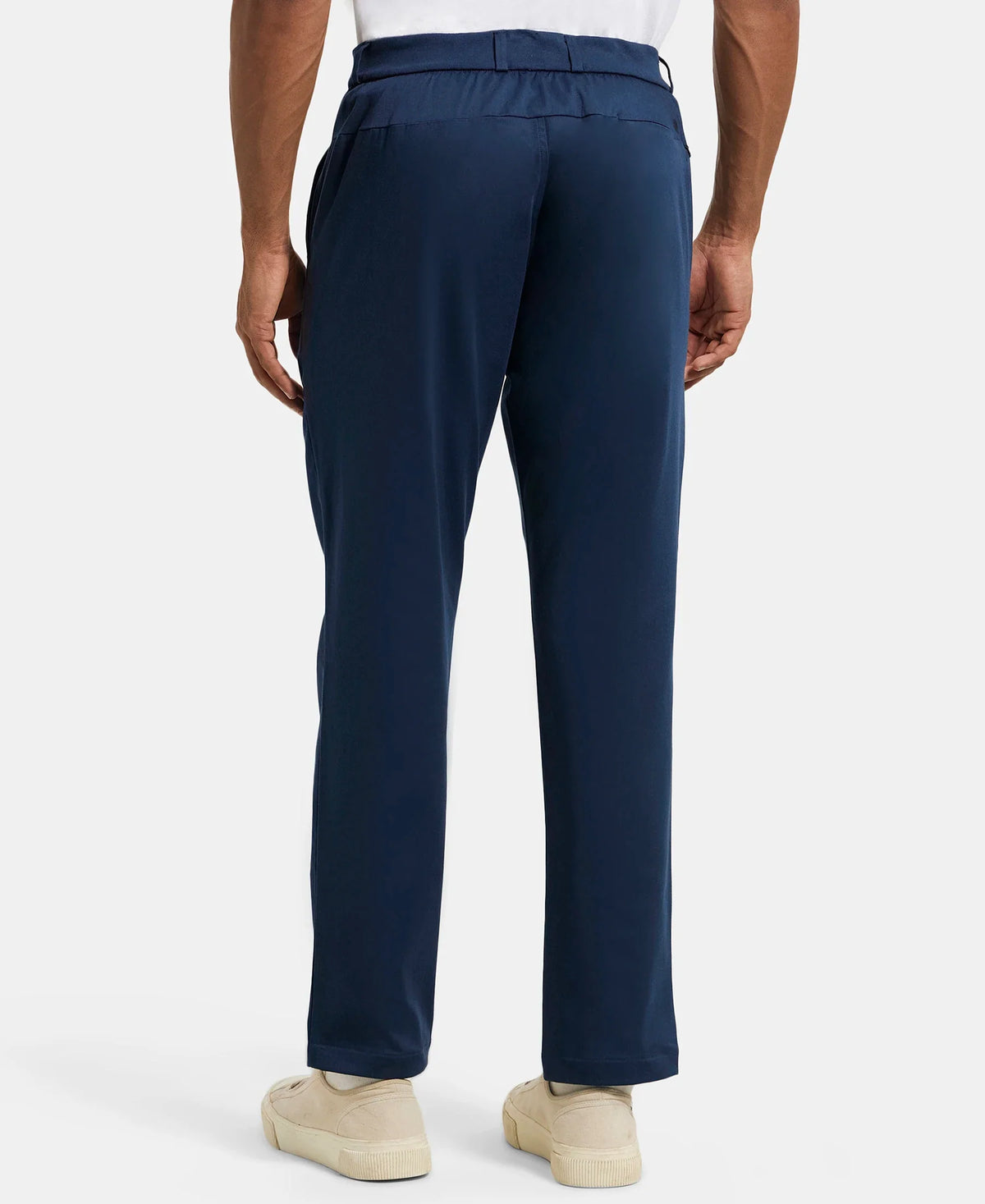 Super Combed Cotton Rich Elastane Stretch Woven Fabric Slim Fit All Day Pants - Navy