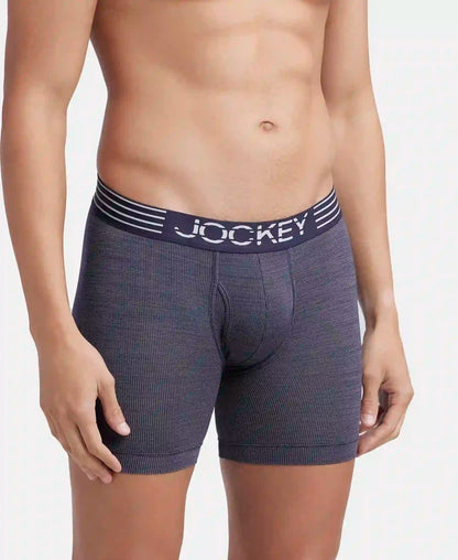 Microfiber Mesh Elastane Stretch Performance Boxer Brief with StayDry Technology - True Navy