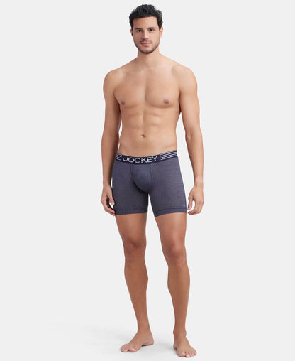 Microfiber Mesh Elastane Stretch Performance Boxer Brief with StayDry Technology - True Navy