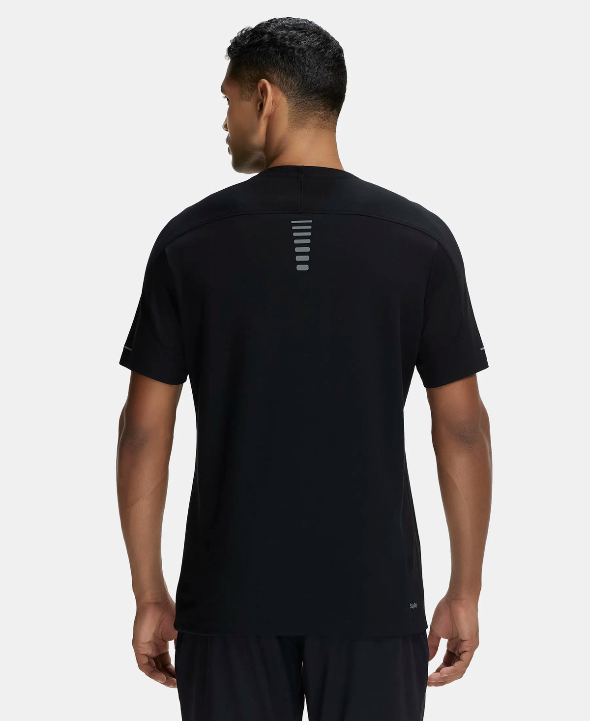 Super Combed Cotton Blend Solid Round Neck Half Sleeve T-Shirt with Breathable Mesh - Black