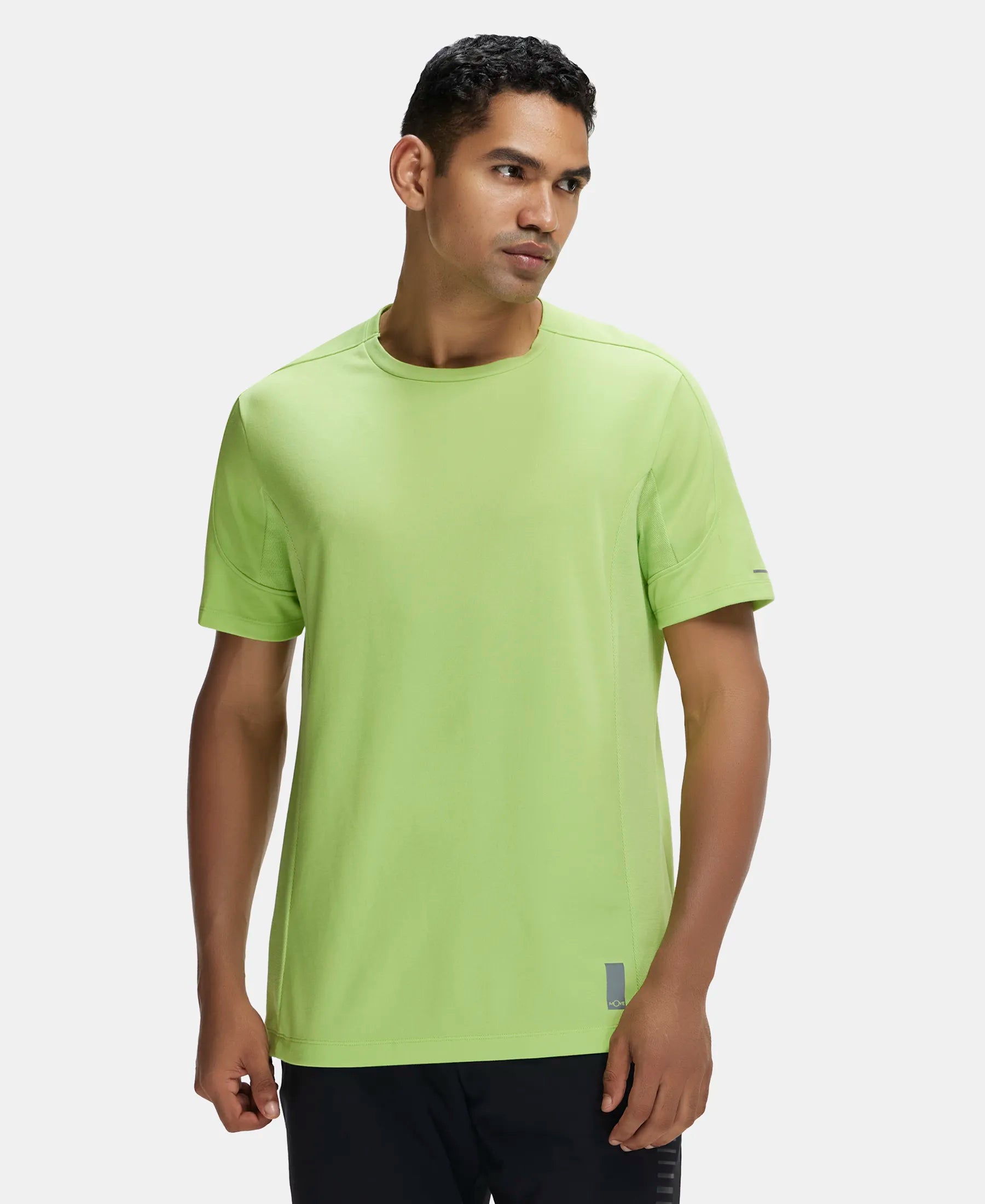 Super Combed Cotton Blend Solid Round Neck Half Sleeve T-Shirt with Breathable Mesh - Green Glow