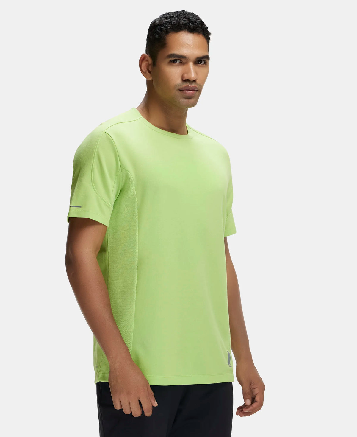 Super Combed Cotton Blend Solid Round Neck Half Sleeve T-Shirt with Breathable Mesh - Green Glow