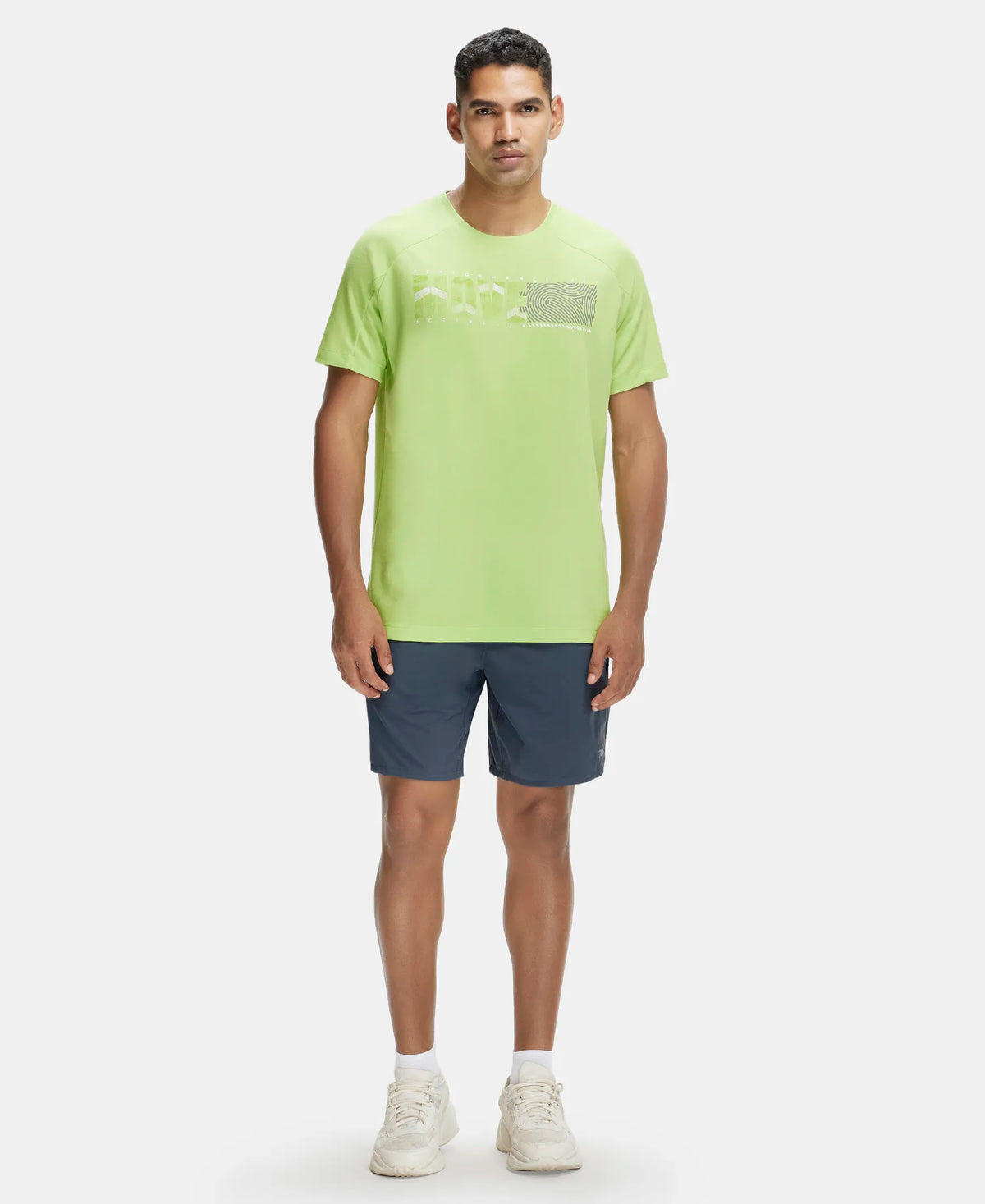 Super Combed Cotton Blend Graphic Printed Round Neck Half Sleeve T-Shirt with Stay Fresh Treatment - Green Glow