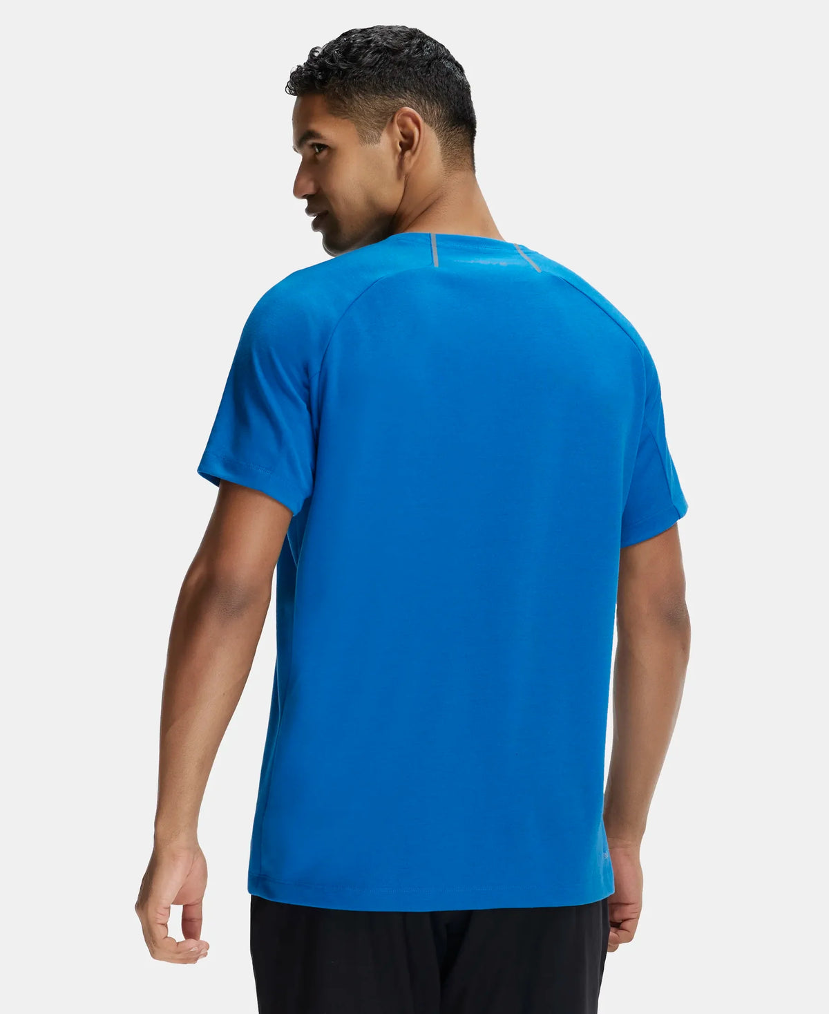 Super Combed Cotton Blend Graphic Printed Round Neck Half Sleeve T-Shirt with Stay Fresh Treatment - Move Blue