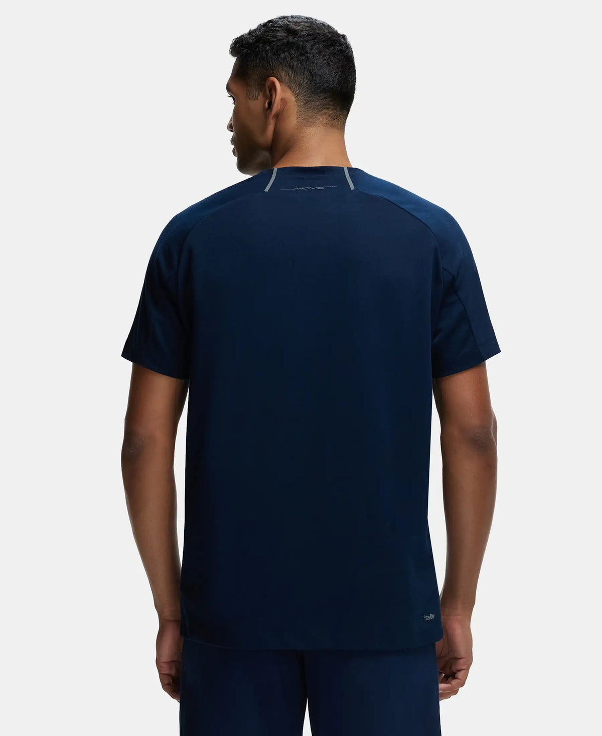 Super Combed Cotton Blend Graphic Printed Round Neck Half Sleeve T-Shirt with Stay Fresh Treatment - Navy