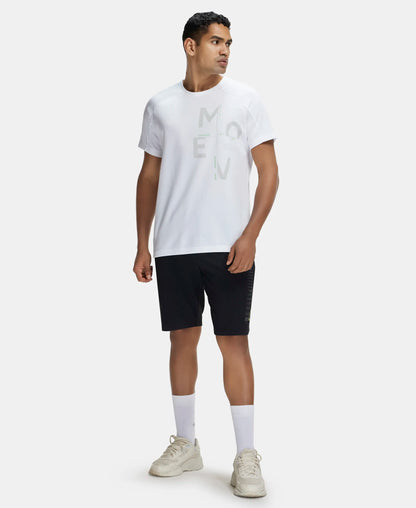 Super Combed Cotton Blend Graphic Printed Round Neck Half Sleeve T-Shirt with Stay Fresh Treatment - White