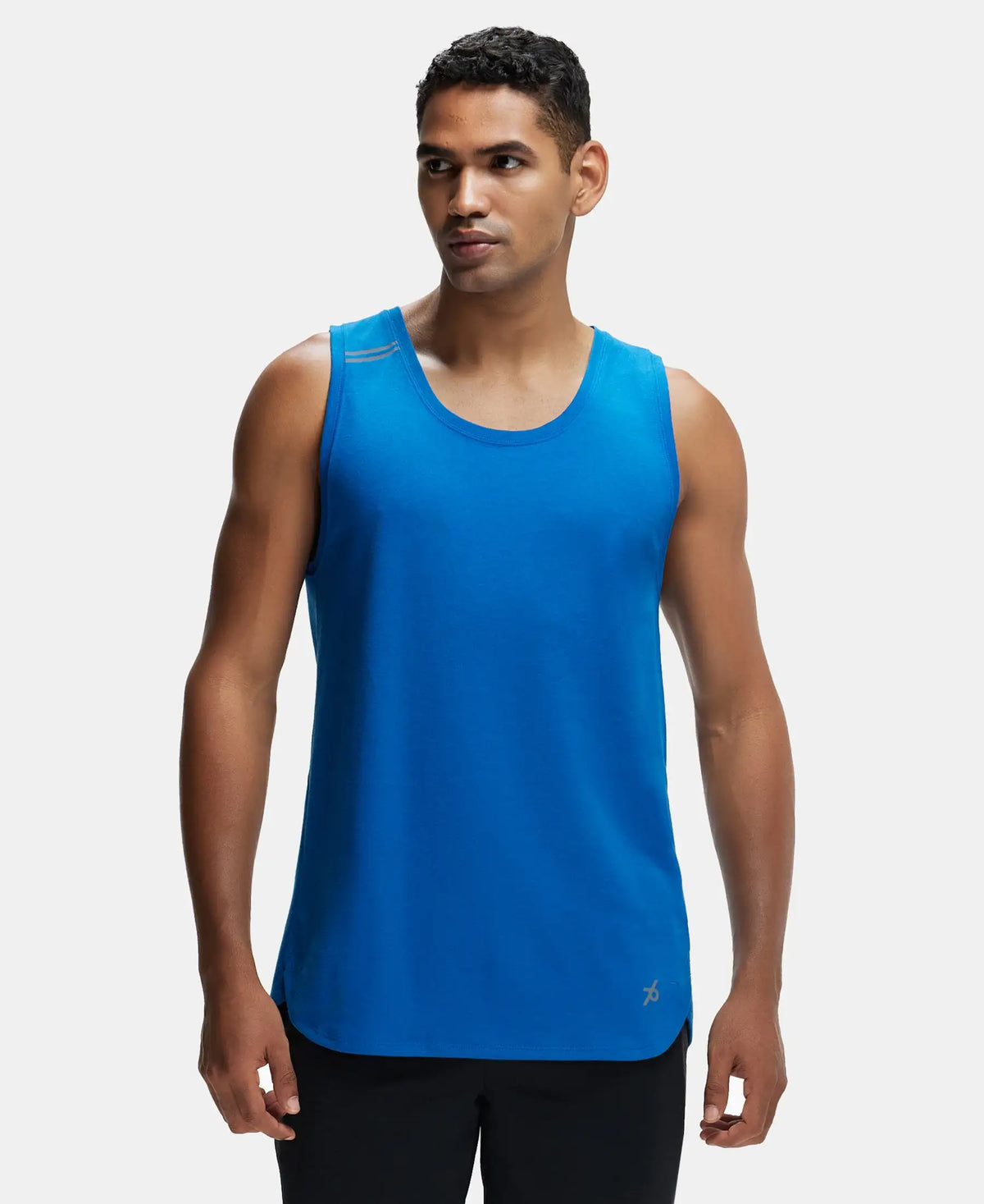 Super Combed Cotton Blend Solid Performance Tank Top with Breathable Mesh - Move Blue