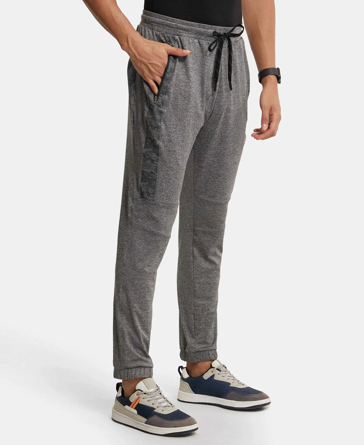 Microfiber Elastane Stretch Jogger with Zipper Pockets and StayDry Treatment - Black Grindle
