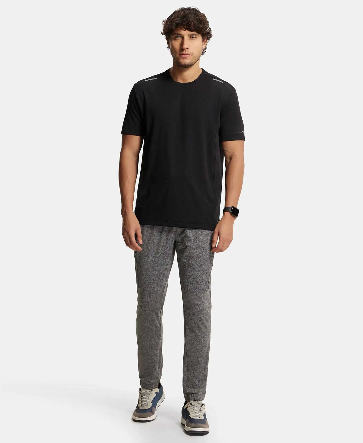Microfiber Elastane Stretch Jogger with Zipper Pockets and StayDry Treatment - Black Grindle