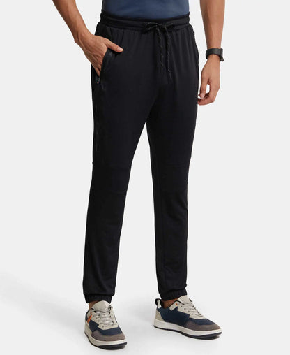 Microfiber Elastane Stretch Jogger with Zipper Pockets and StayDry Treatment - Black