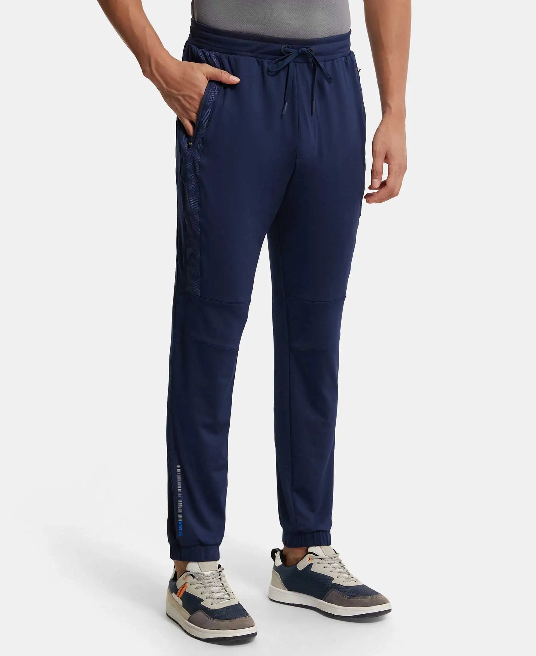 Microfiber Elastane Stretch Jogger with Zipper Pockets and StayDry Treatment - Navy