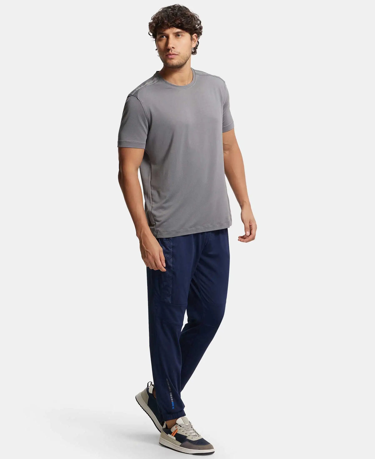 Microfiber Elastane Stretch Jogger with Zipper Pockets and StayDry Treatment - Navy