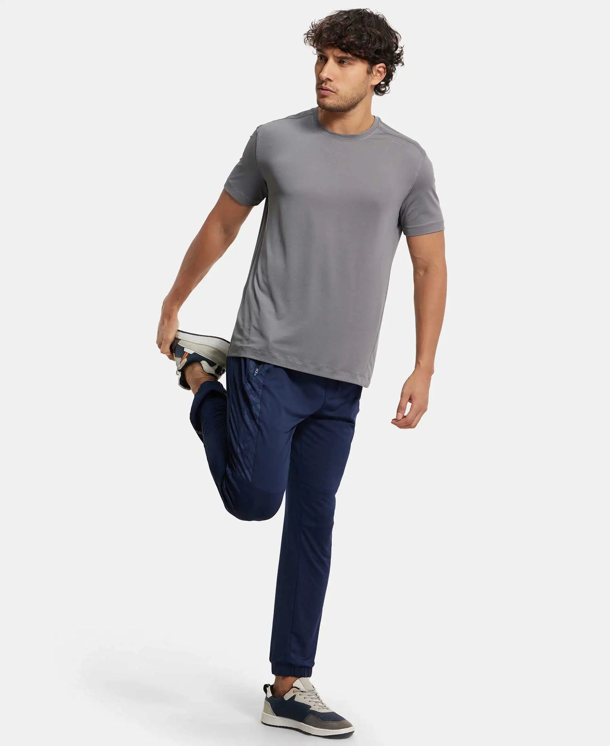 Microfiber Elastane Stretch Jogger with Zipper Pockets and StayDry Treatment - Navy