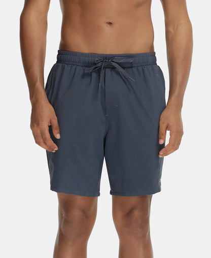 Recycled Microfiber Elastane Stretch Solid Shorts with Zipper Pockets and StayFresh Treatment - Graphite