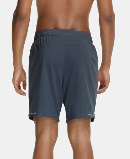 Recycled Microfiber Elastane Stretch Solid Shorts with Zipper Pockets and StayFresh Treatment - Graphite