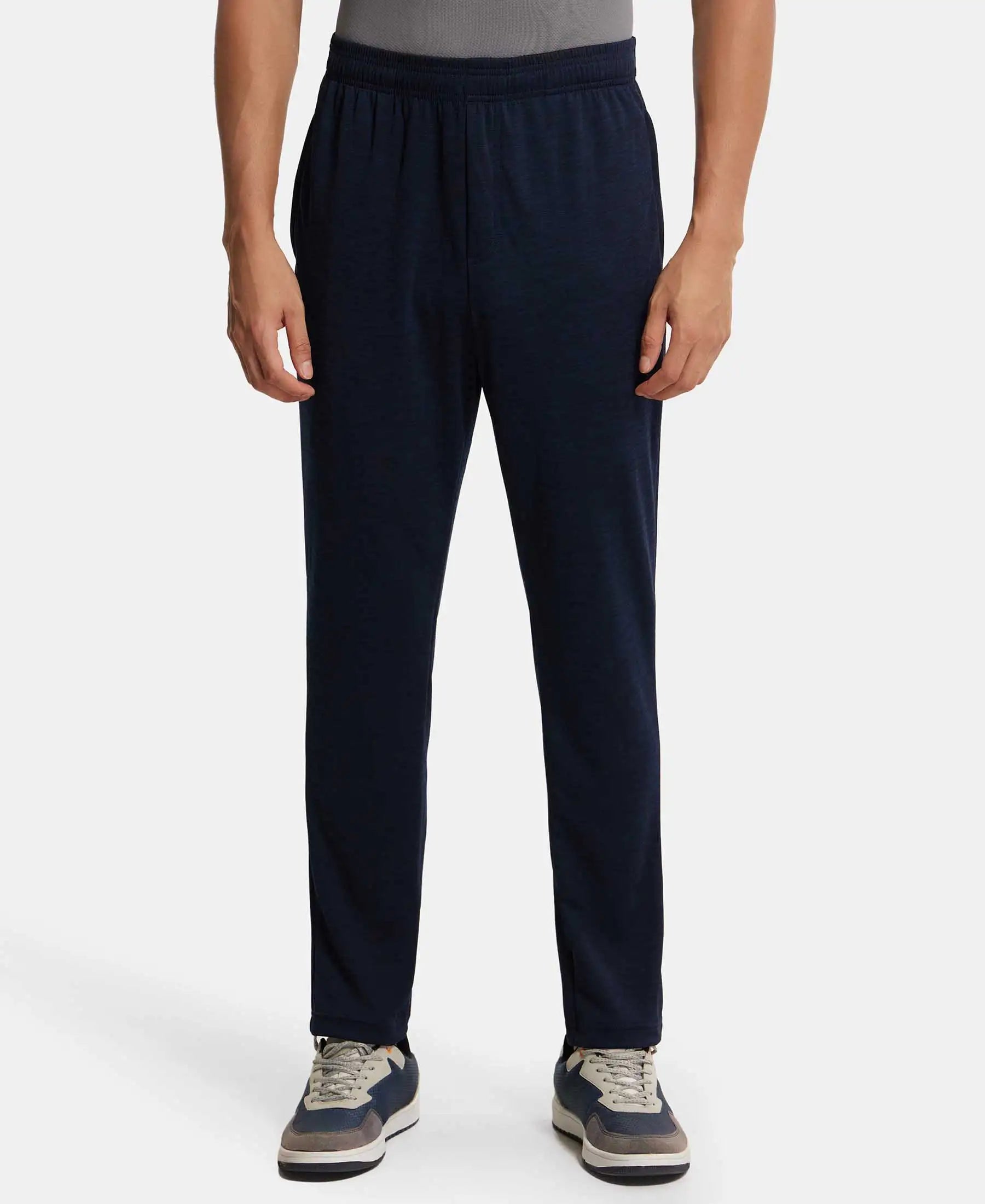 Lightweight Microfiber Trackpant with Zipper Pockets and StayFresh Treatment - Navy