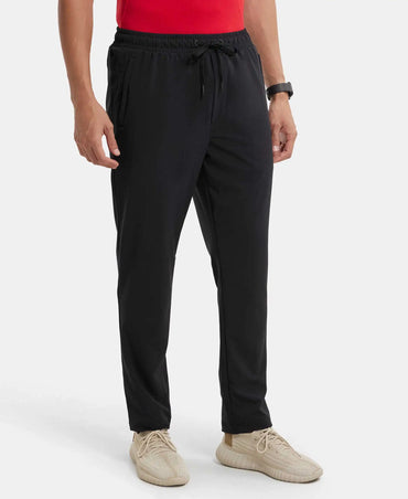 Recycled Microfiber Elastane Stretch Trackpant with Zipper Pockets and StayFresh Treatment - Black