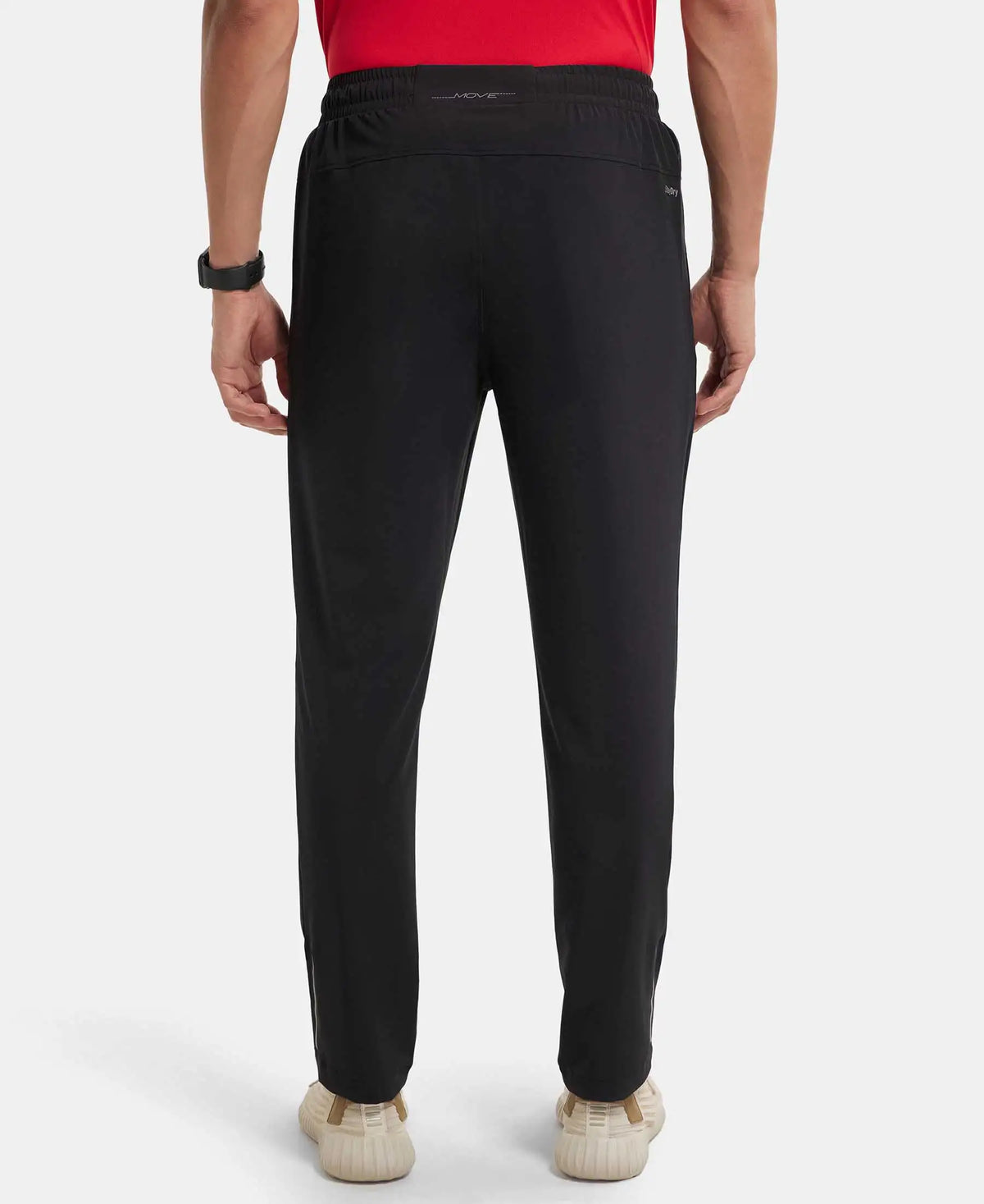Recycled Microfiber Elastane Stretch Trackpant with Zipper Pockets and StayFresh Treatment - Black