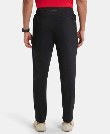 Recycled Microfiber Elastane Stretch Trackpant with Zipper Pockets and StayFresh Treatment - Black