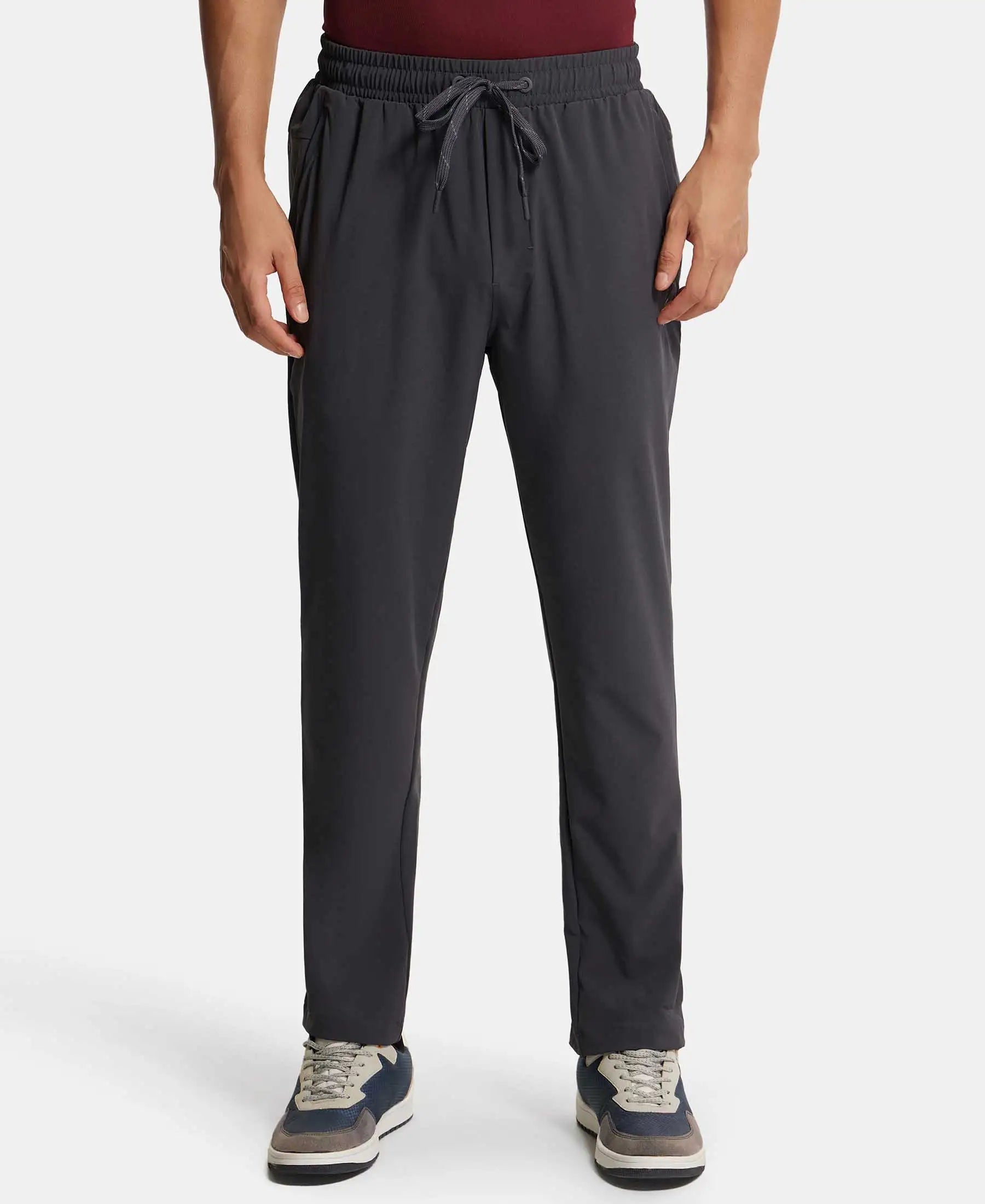 Recycled Microfiber Elastane Stretch Trackpant with Zipper Pockets and StayFresh Treatment - Graphite