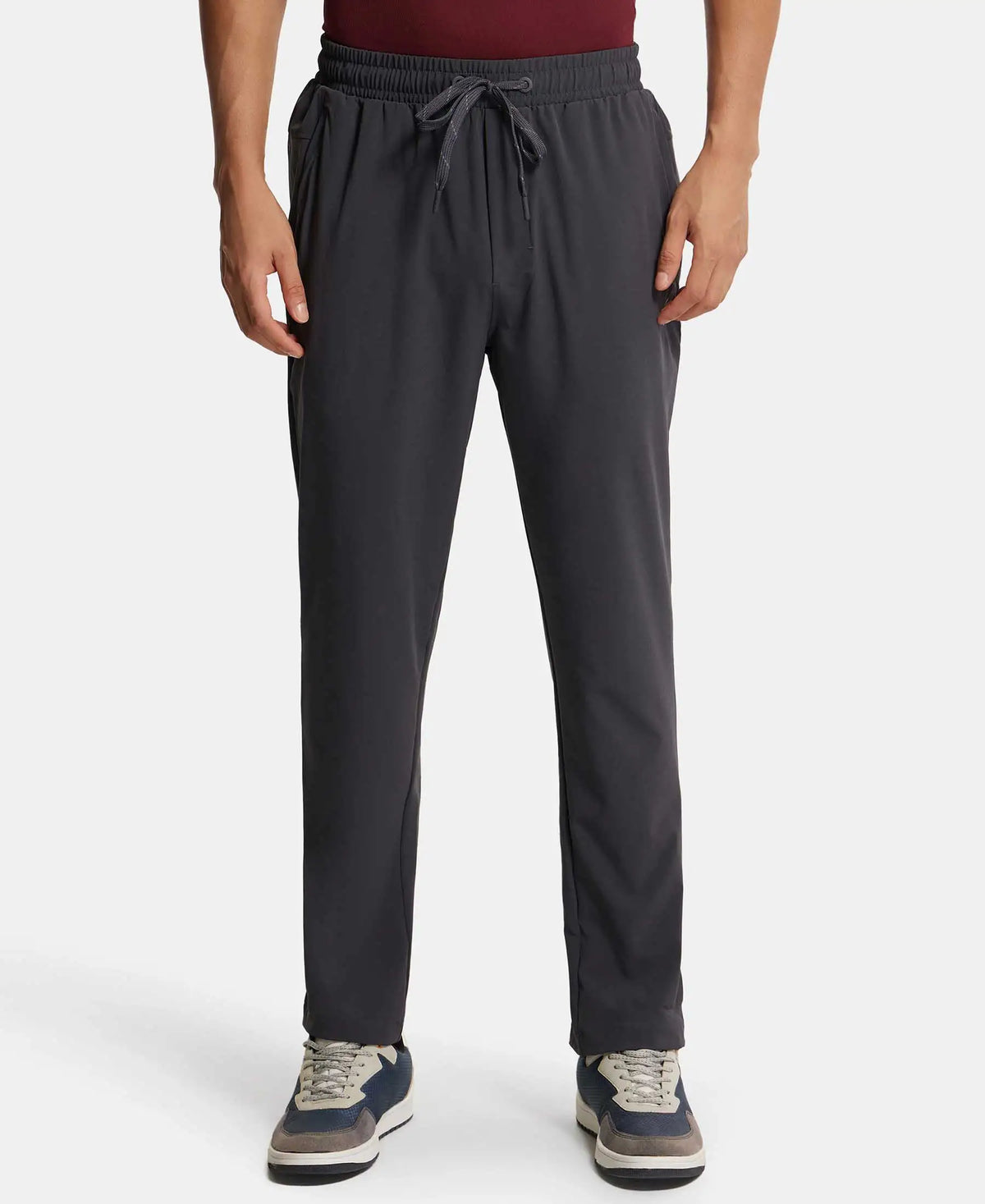 Recycled Microfiber Elastane Stretch Trackpant with Zipper Pockets and StayFresh Treatment - Graphite