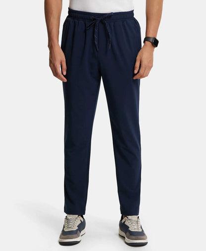 Recycled Microfiber Elastane Stretch Trackpant with Zipper Pockets and StayFresh Treatment - Navy