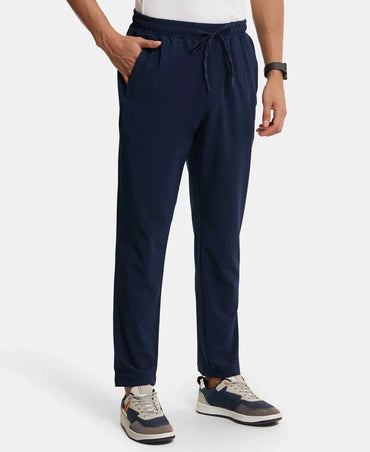 Recycled Microfiber Elastane Stretch Trackpant with Zipper Pockets and StayFresh Treatment - Navy