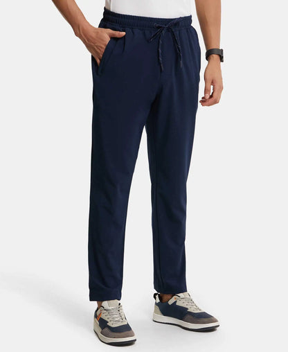 Recycled Microfiber Elastane Stretch Trackpant with Zipper Pockets and StayFresh Treatment - Navy
