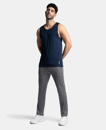 Lightweight Microfiber Solid Tank Top with Breathable Mesh - Navy