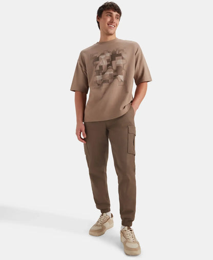 Super Combed Cotton Woven Regular Fit Cargo Jogger with Seven Pockets - Dark Khaki