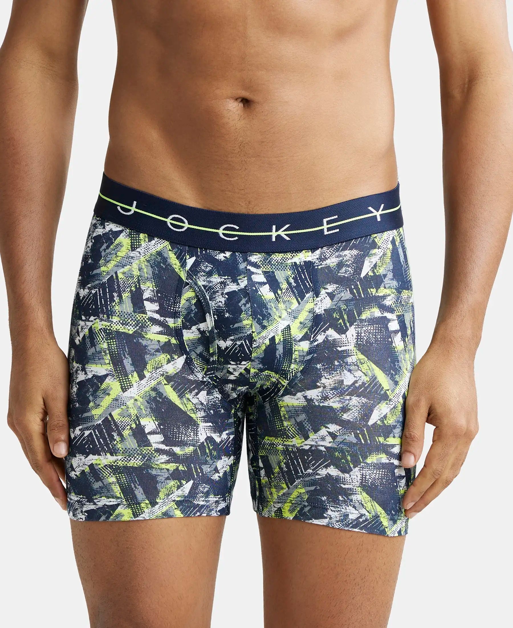 Super Combed Cotton Elastane Printed Boxer Brief with Ultrasoft Waistband - Assorted