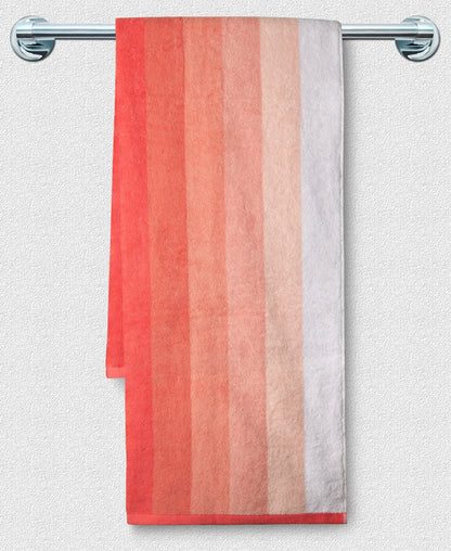 Cotton Terry Ultrasoft and Durable Striped Bath Towel - Coral