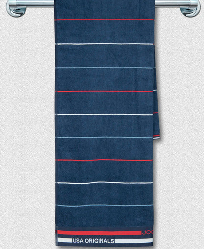 Cotton Rich Terry Ultrasoft and Durable Striped Bath Towel - Ink Blue Grindle