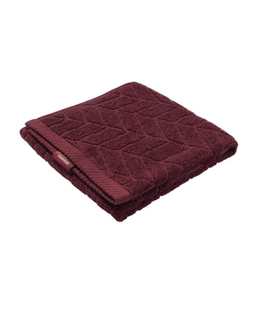 Cotton Terry Ultrasoft and Durable Patterned Hand Towel - Burgundy (Pack of 2)