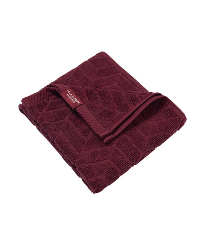 Cotton Terry Ultrasoft and Durable Patterned Hand Towel - Burgundy (Pack of 2)