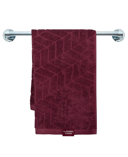 Cotton Terry Ultrasoft and Durable Patterned Hand Towel - Burgundy (Pack of 2)