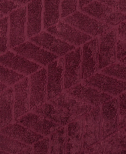 Cotton Terry Ultrasoft and Durable Patterned Hand Towel - Burgundy (Pack of 2)